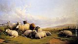 Sheep In An Extensive Landscape by Thomas Sidney Cooper